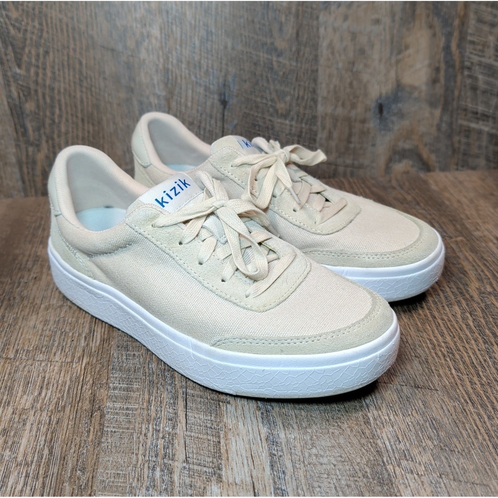 Kizik Prague Womens Size 7 Mens 5.5 Beige Canvas Hands Free Casual Shoes